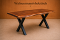 Massiver Walnusstisch mit Naturkante – 120 × 70 cm
