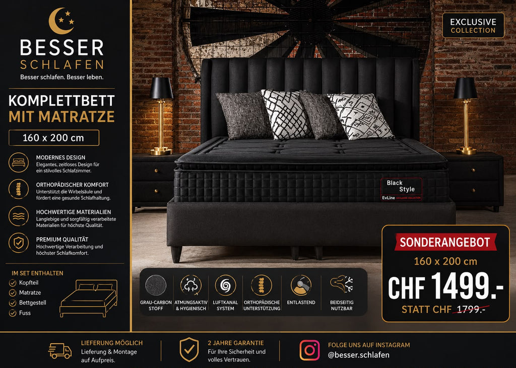Black Komplettbett mit Matratze