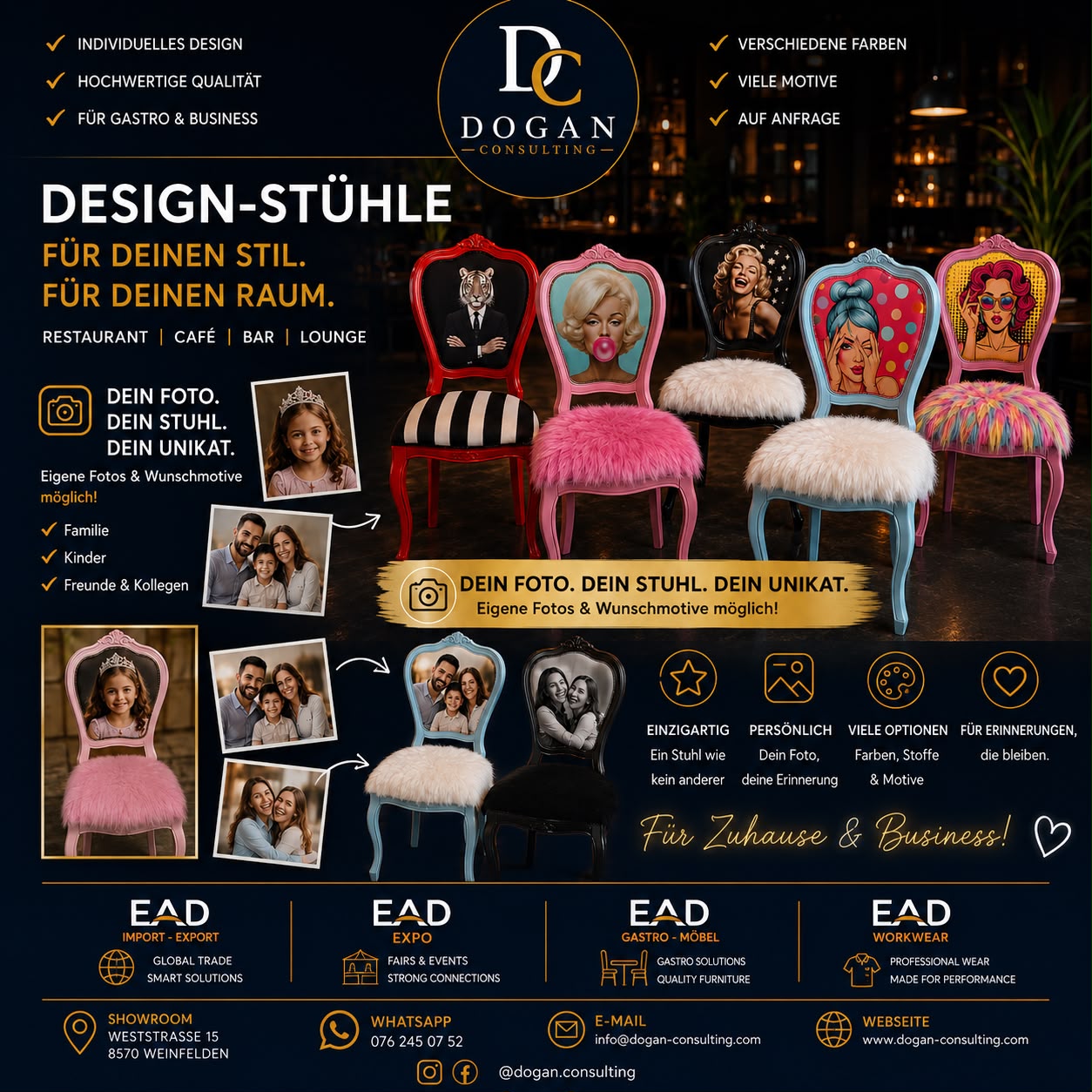 Personalisierter Design-Stuhl – Spezialanfertigung | Lieferzeit 3–5 Wochen