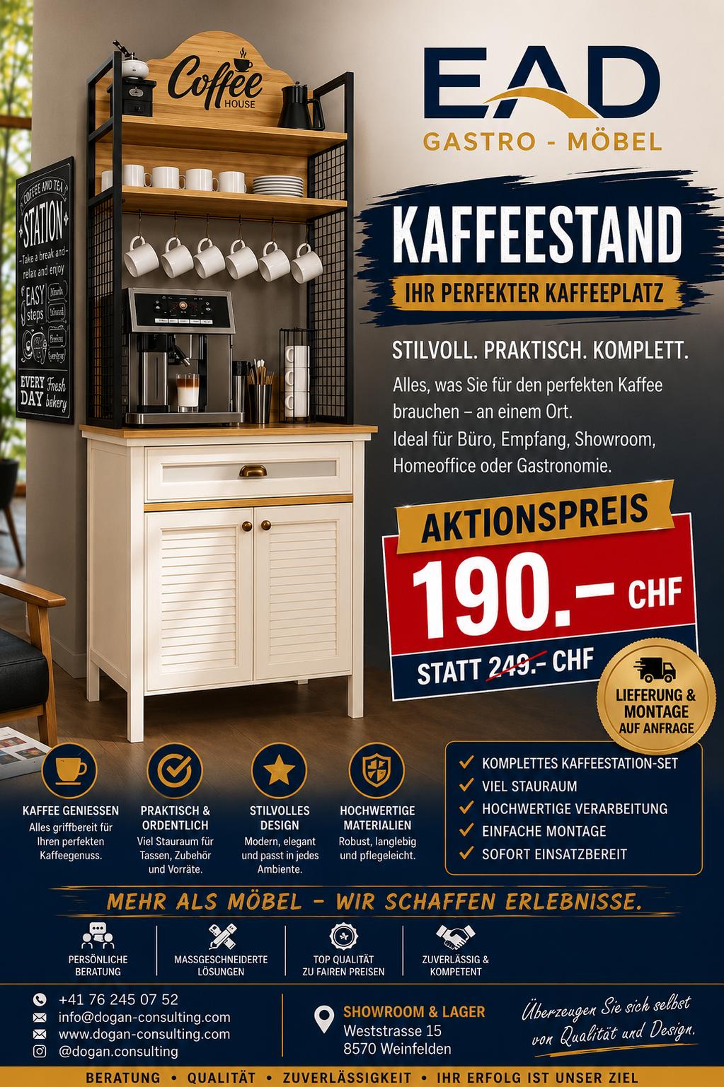 Kaffeestand / Kaffeebar mit Stauraum | Lieferzeit 3–4 Wochen