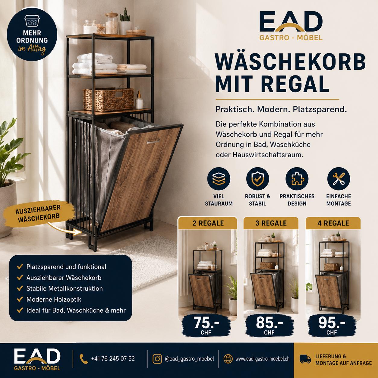 Wäschekorb mit Regal – verschiedene Grössen | Lieferzeit 3–4 Wochen