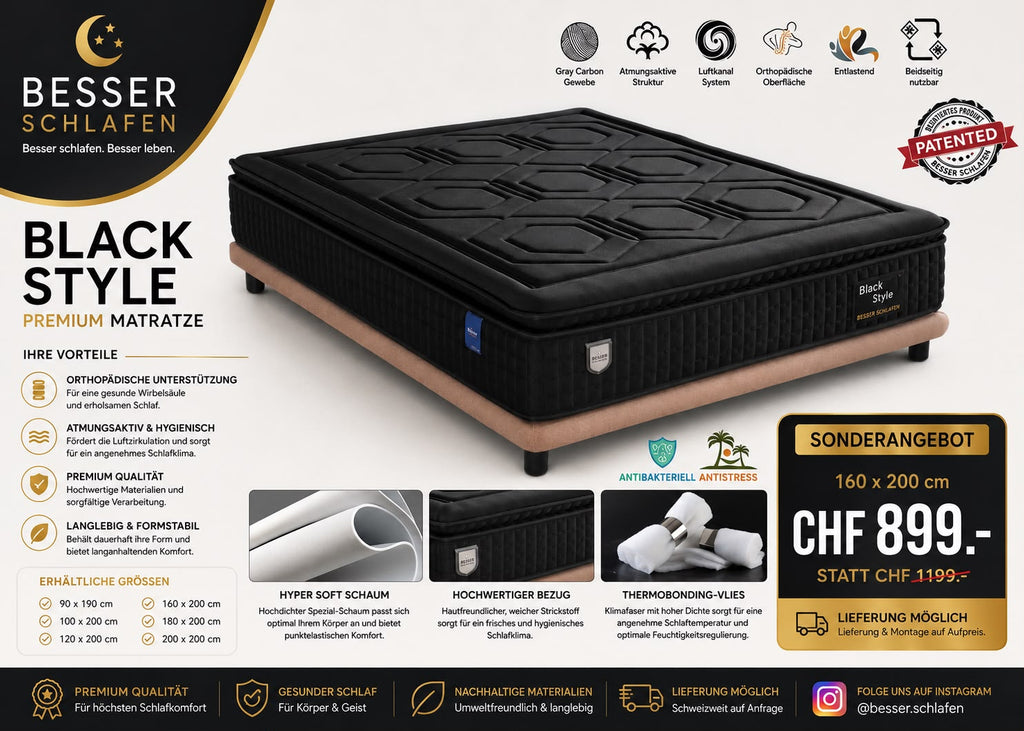 Black Komplettbett mit Matratze